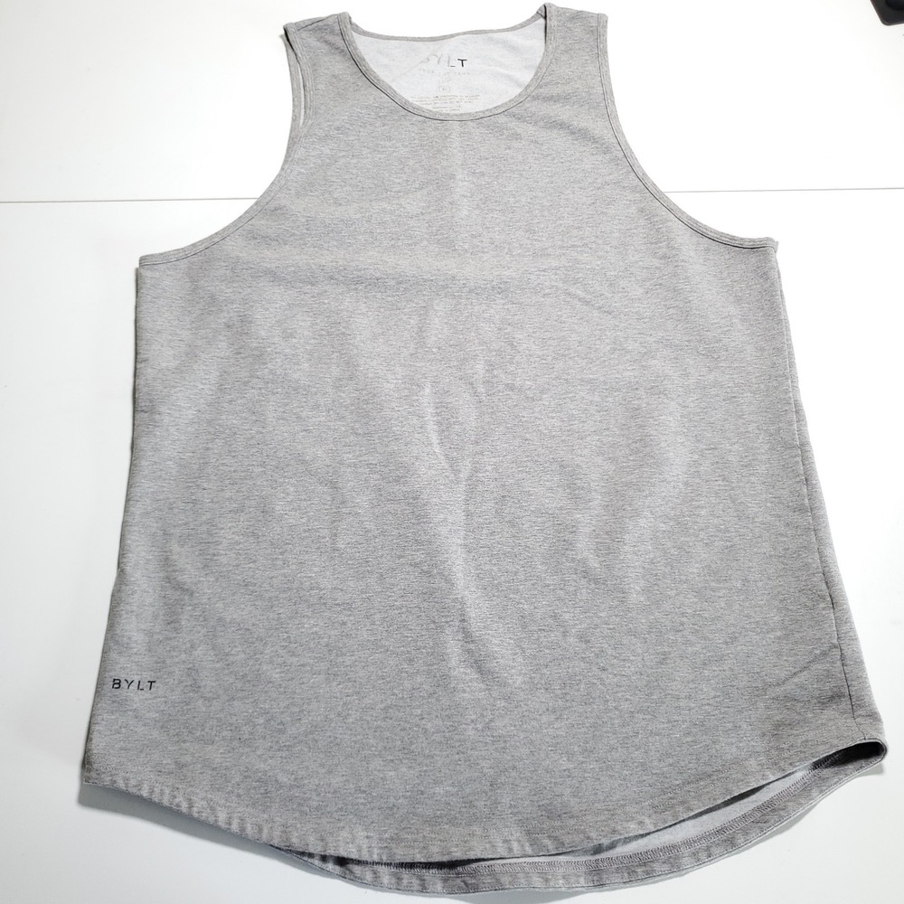 BYLT Drop Cut Tank Mens XL Gray Sleeveless Athletic Workout Top